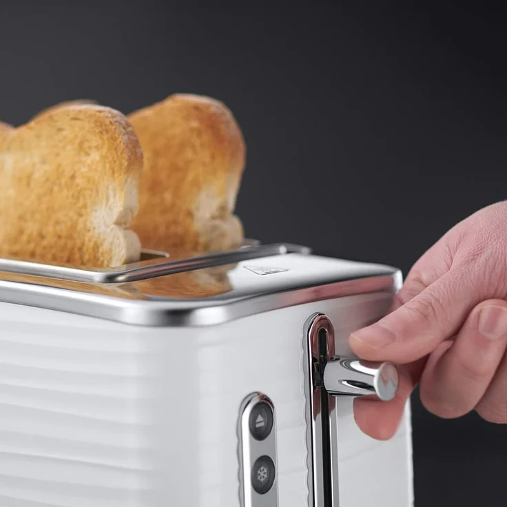 Russell Hobbs Toaster Inspire White, Hochglanz-Kunststoff, Lift and Look Funktion, bis zu 6 einstellbare Bräunungsstufen, extra breite Toastschlitze, Brötchenaufsatz, 24370-56, weiß – Bild 2