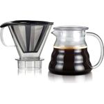 Bodum Melior Edelstahl Feinmaschige Dauerfilterkaffeebereiter mit Tritan-Filterhalter, Glas, Transparent, 15.1 cm