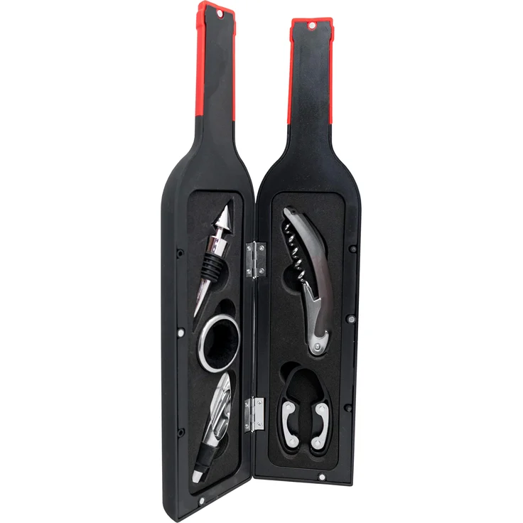 Vin Bouquet Wein-Geschenkset, inkl. Korkcrew, Ausgießer, Stopper, Folienschneider und Tropfenring, Schwarz, Original – Bild 1