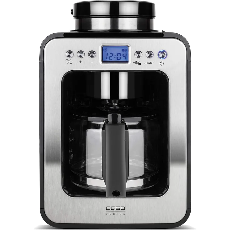 CASO Coffee Compact electronic ? Design- Kaffeemaschine mit Mahlwerk, 4 Tassen Kaffee, auch vorgemahlenes Kaffeepulver geeignet, Brüh- & Mahlwerk entnehmbar, LCD-Display, Timer, Warmhaltefunktion