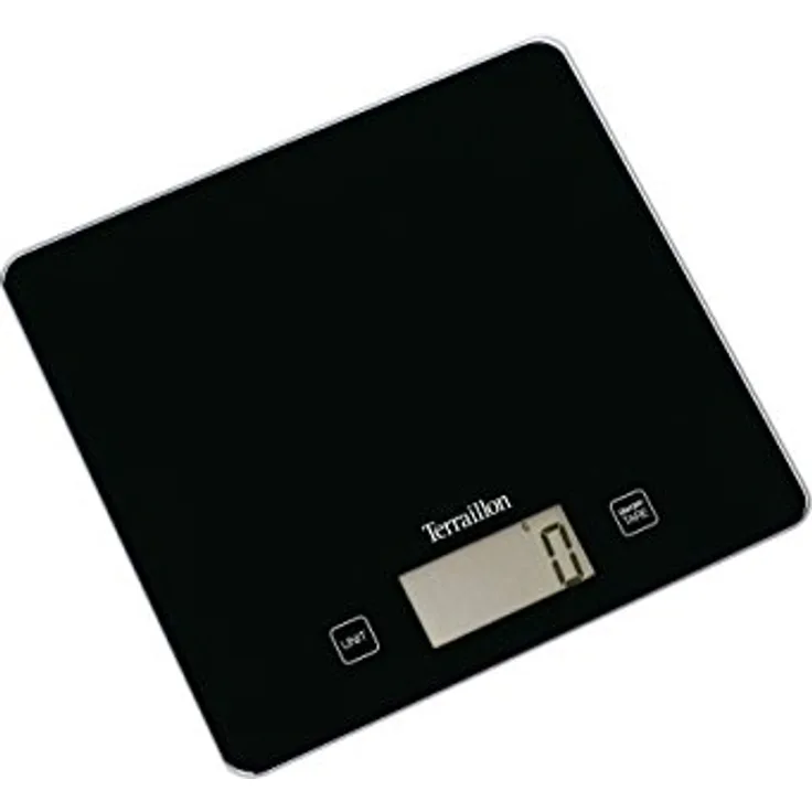 Terraillon Küchenwaage, Mit Tara-Funktion, Flüssigkeitsanzeige, Ultradünn, Bis 3 kg, T1040, Motiv Bakery