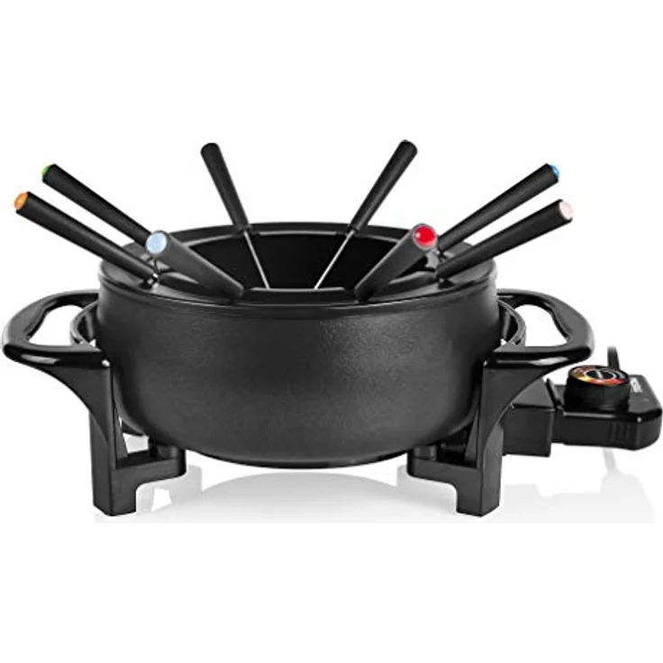 Tristar Fondue-Set für bis zu 8 Personen, 1,5 Liter Fassungsvermögen, inklusive Edelstahlgabeln, 1000 Watt, FO-1107, Schwarz – Bild 1