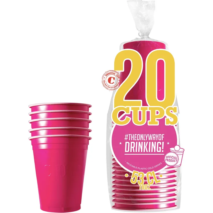 20er Pack Offiziellen Original Pink Cups Officiels Amerikanische 53cl Becher rosa Beer Pong Premium Qualität Becher aus wiederverwendbaren Plastik Spülmaschinenfest OriginalCup