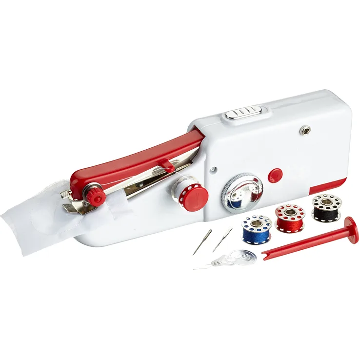EASYmaxx 02927 Hand- kompakt | nur 21 cm groß | Ideal für unterwegs | Batteriebetrieben |  Hand-Nähmaschine, weiß