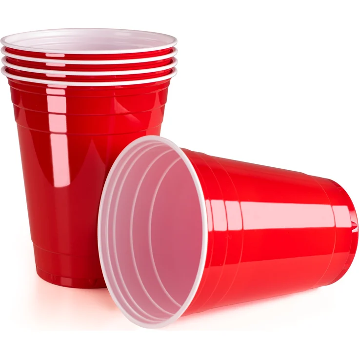 Rote Partybecher 100 Stück Beer Pong Party Cups Extra Starke Bierpong Becher Rot Kunststoffbecher Plastikbecher Original USA Turnierbecher Camping Wiederverwendbar 16oz 473ml Vivaloo – Bild 1