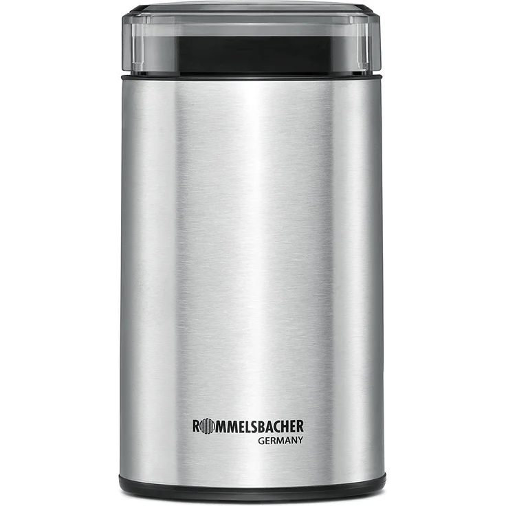 ROMMELSBACHER Kaffeemühle EKM 100 - Schlagmesser aus Edelstahl, Edelstahl Bohnenbehälter, Füllmenge 70 g, Mahlgrad über Mahldauer wählbar, auch für Gewürze, Zucker, Nüsse, 200 Watt, Edelstahl – Bild 1
