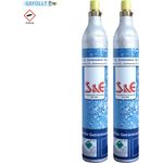 CAGO 2 x CO2 Zylinder Kohlensäure 425g Flasche inkl. Füllung bis zu je 60L, kompatibel mit SodaStream, Wassermaxx, Soda-Maxx, Soda Club