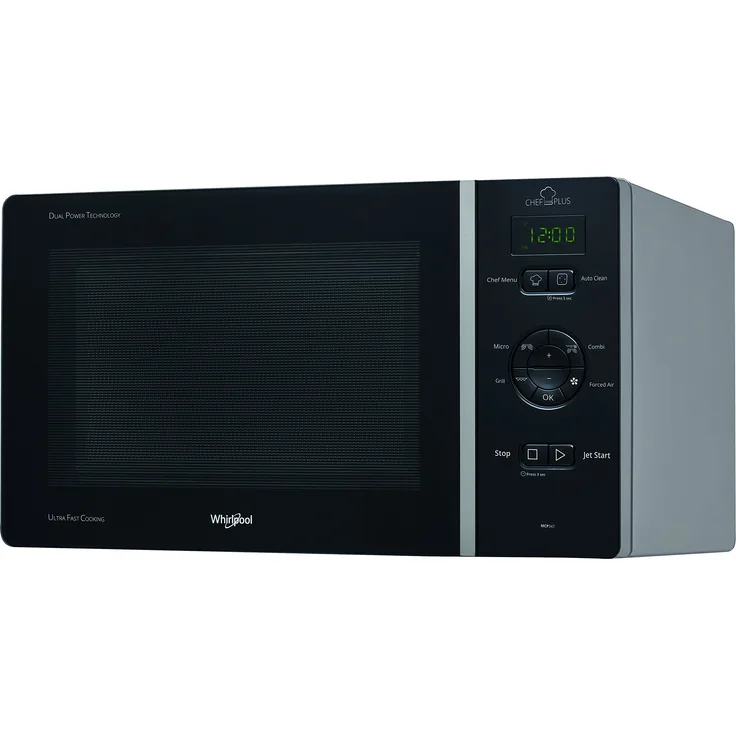 Whirlpool MCP 347 SL Mikrowelle mit Grill, 25 Liter Garraum, 800 Watt, Standgerät, schwarz