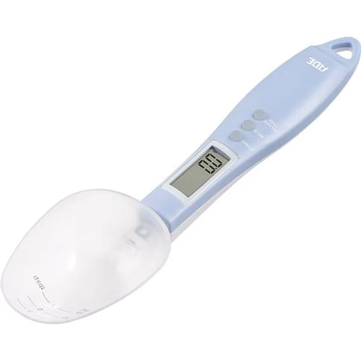 ADE Digitale Löffelwaage KE 1808-1 Eni (Messlöffel zum präzisen Wiegen und Dosieren auf 0,1 Gramm genau, auch für Flüssigkeiten, mit LCD Display) blau