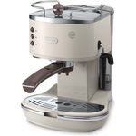 De'Longhi Icona Vintage Espresso Siebträgermaschine KBOV2001.BG - mit professioneller Milchaufschäumdüse, 15 bar, 1,4 l, auch für Pads geeignet, Edelstahl in Retro Look mit Chrom-Details, beige