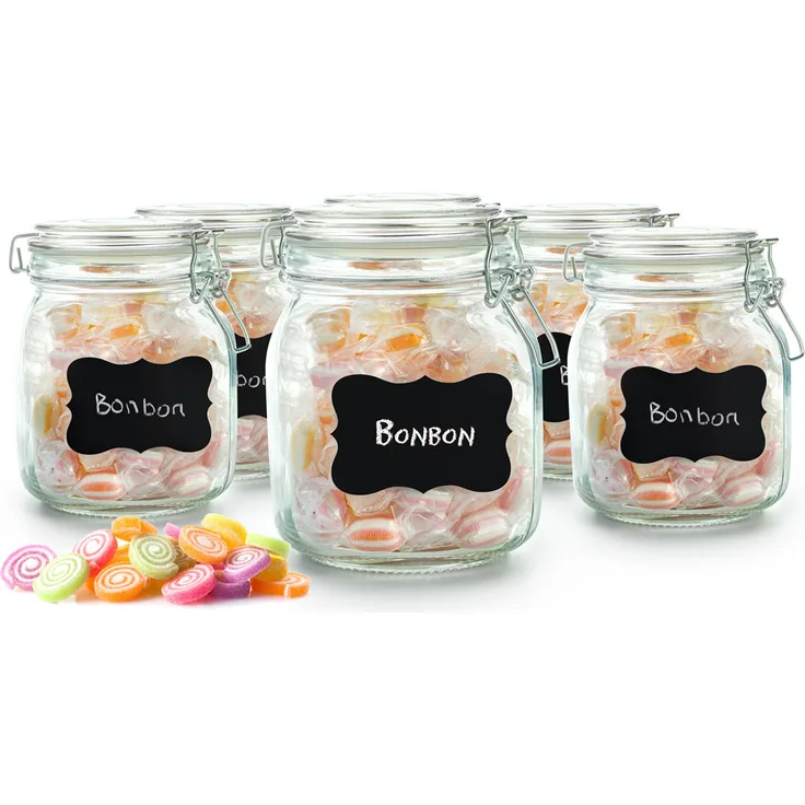 Sendez Einmachgläser 750ml Bügelverschluss 10 Etiketten Stift 6x Dichtung Vorratsglas Vorratsdose