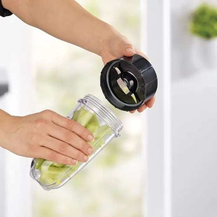 GOURMETmaxx Mr. Magic Smoothie Maker 18-teilig Standmixer, 400W, 8 Funktionen, inkl. To-Go Funktion mit Smoothie Flasche und umfangreichem Zubehör, smaragdgrün, schwarz – Bild 6