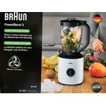Braun JB3100 WH Standmixer, 1,5 L, 800 W, Ice-Crusher, Pulse-Funktion, Kunststoff, weiß