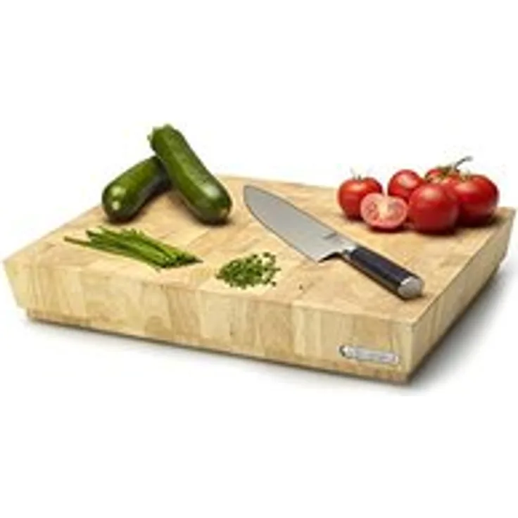 Continenta Profi Hackblock aus hochwertigem Gummibaum Stirnholz, massive Holzwürfel einzeln verleimt, Profi Qualität Schneidebrett, 40 x 30 x 7,3 cm