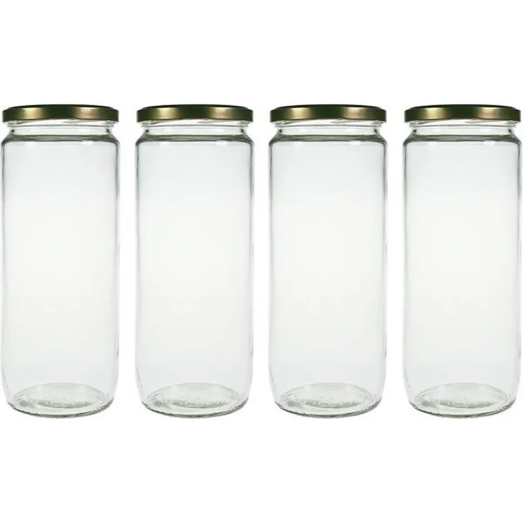 mikken 4er Set Vorratsglas 1,1 Liter mit Schraubverschluss, Einmachglas, Glasdose inkl. Beschriftungsetiketten