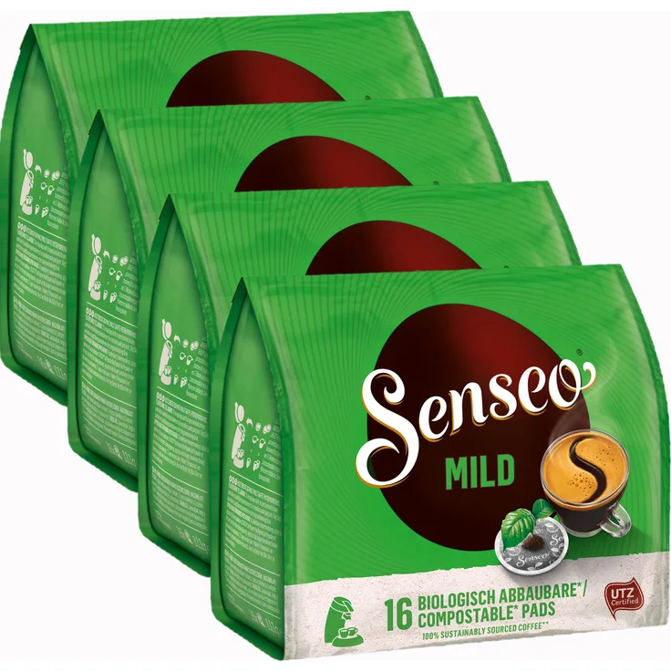Senseo Kaffeepads Mild, Feiner und Samtweicher Geschmack, Kaffee, neues Design, 4er Pack, 4 x 16 Pads