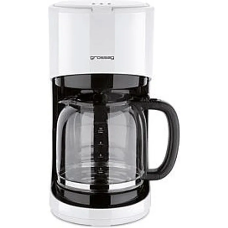 grossag Filter-Kaffeemaschine mit Glaskanne KA 70.10, 1,4 Liter für 10 Tassen Kaffee, 900 Watt und 240 Volt, Schwarz ? Weiß
