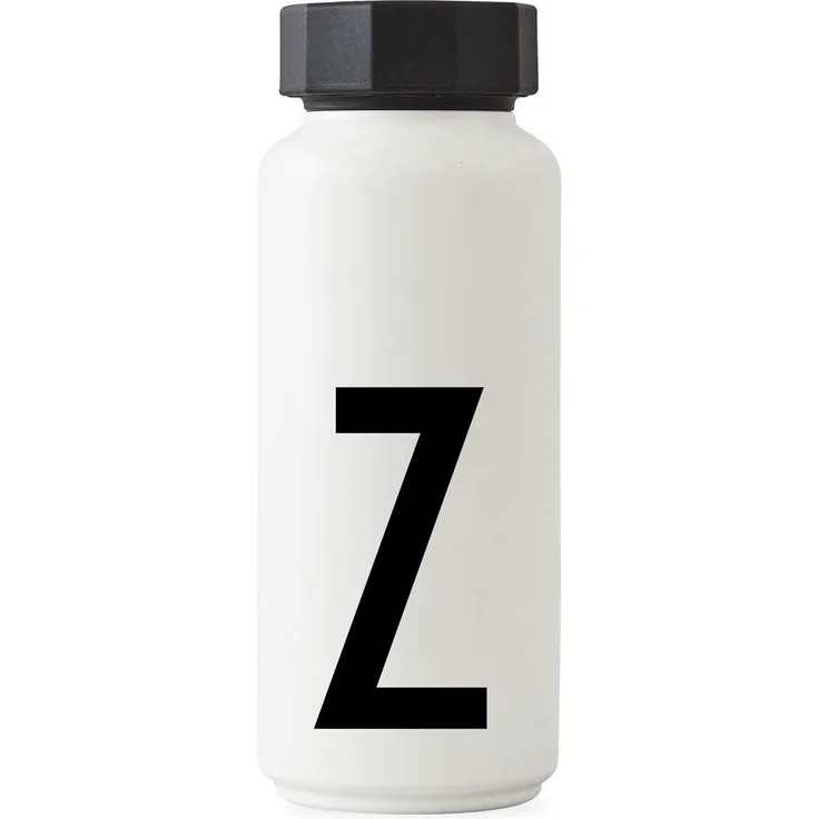 Design Buchstaben personalisierbare weiße Thermo-Edelstahlflasche für heiße und kalte Getränke, isolierte Trinkflasche für unterwegs, für Arbeit, Schule, Sport und Fitnessstudio – E