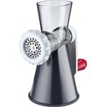 Westmark Fleischwolf mit 2 Lochscheiben und Spritzgebäckvorsatz, Großer Saugfuß, Kunststoff-Rostfreier Edelstahl, Frecher Fritz, Weiß-Dunkelgrau-Rot, 97042260