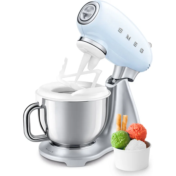 Smeg SMIC02 Eisbereiteraufsatz, Schüssel, Edelstahl, 1,1L, weiß