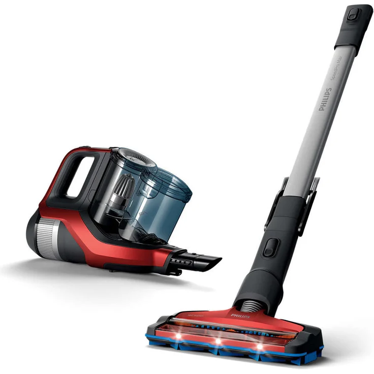 Philips XC7042-01 SpeedPro Max kabelloser Staubsauger 7000 Series (mit Akku, 360°-Saugdüse, 65 Min. Akkulaufzeit) rot – Bild 2