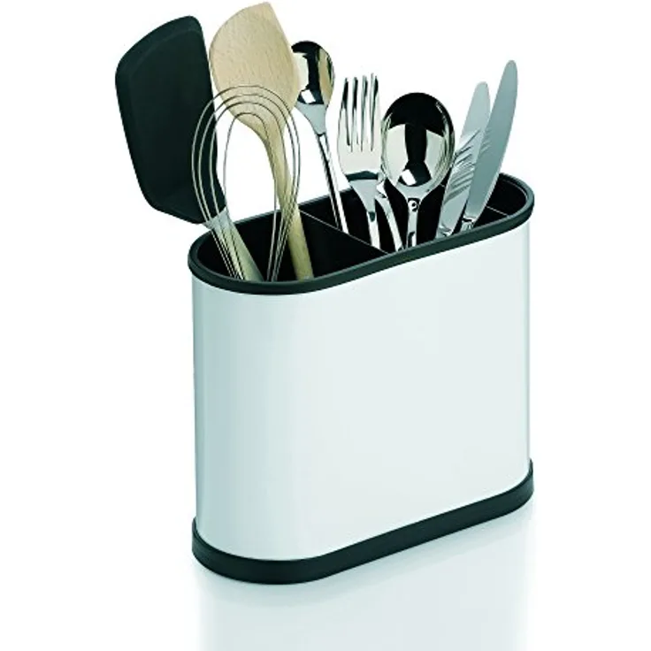Kela 11659 Besteck-Abtropfkorb, 3 Fächer, Metall, Weiß, Benito