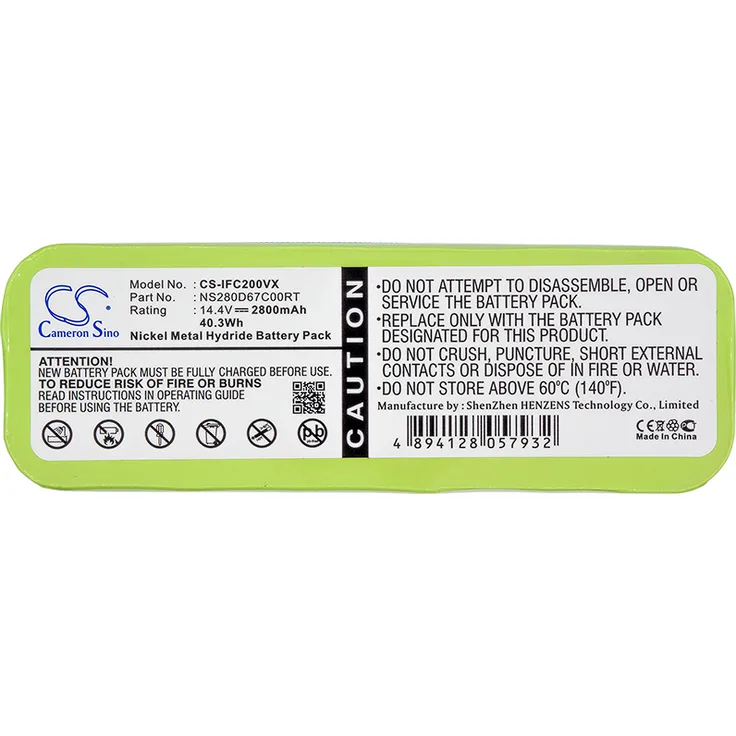 Ersatzakku - CS-IFC200VX - AGAIT e-clean EC01 - INFINUVO NS280D67C00RT - 14,4 Volt 2800mAh Ni-MH