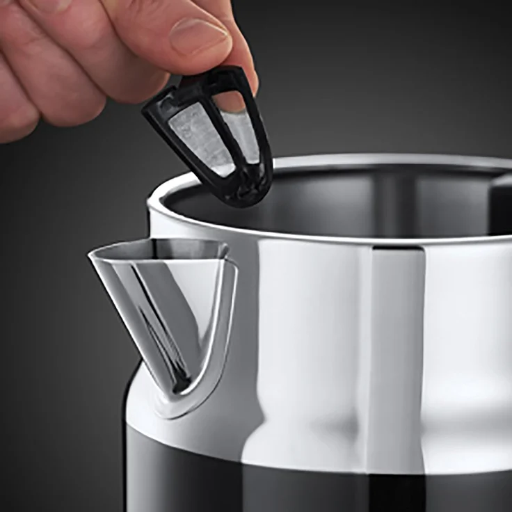 Russell Hobbs Wasserkocher, Retro schwarz, 1,7l, 2400W, Schnellkochfunktion, Wassertemperaturanzeige im Retrodesign, Füllmengenmarkierung, optimierte Ausgusstülle, Vintage Teekocher 21671-70 – Bild 2