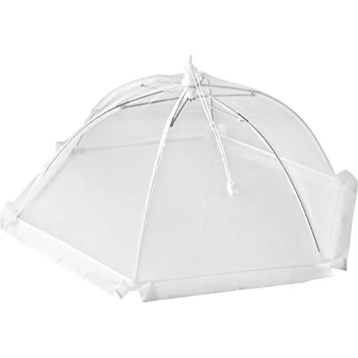 Fackelmann Speisehaube Ø 41 cm, klappbare Insektenschutzhaube, Abdeckhaube für Lebensmittel Farbe: Weiß oder Weiß-Gelb - nicht frei wählbar, Menge: 1 Stück