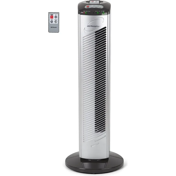 Orbegozo TWM 0975 Turmventilator (42 W, 3 Geschwindigkeiten, programmierbar, Fernbedienung),Schwarz-Grau