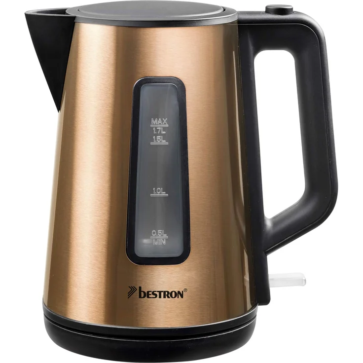 Bestron Kabelloser Wasserkocher mit Kochstopp-Automatik, 1,7 Liter, 2.200 W, Edelstahl in Kupfer-Optik – Bild 1