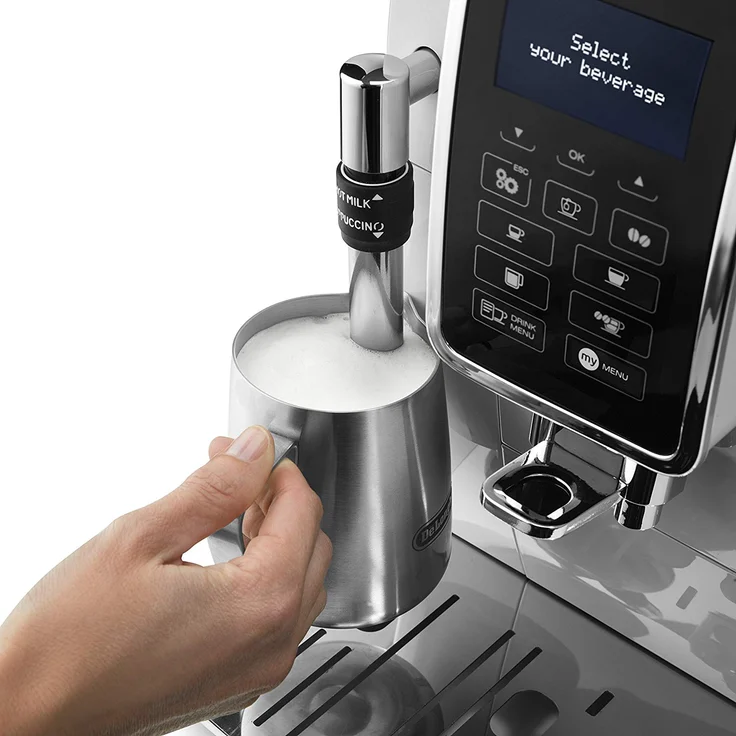 De'Longhi DINAMICA ECAM 350.35.W - Vollautomatische Kaffeemaschine mit integriertem Mahlwerk, 1.8 l, weiß (freistehend, Maschine Espresso Kaffeemaschine, weiß, LCD-Display, 1,8 l) – Bild 4