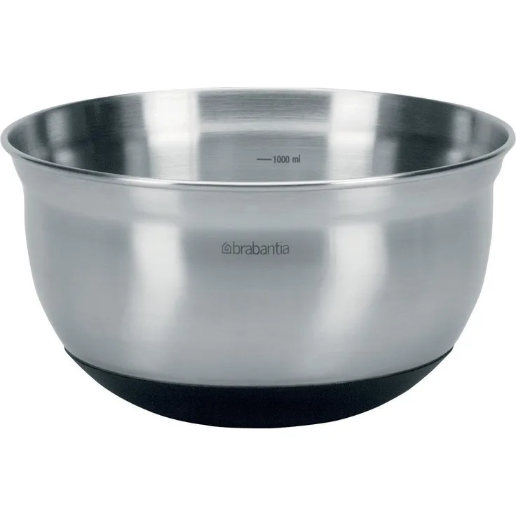 Brabantia 363825 Rührschüssel, Edelstahl mit hitzebeständigem Silikonboden, 1.0 Liter