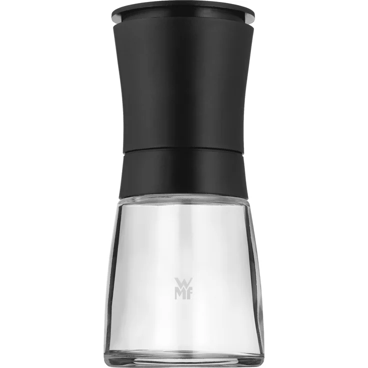WMF Trend Gewürzmühle 14 cm, unbefüllt, Glasbehälter, Keramikmahlwerk, Mühle für Salz, Pfeffer, Gewürze, Chilischoten, schwarz – Bild 1