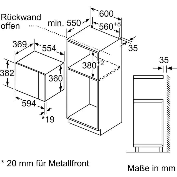 Neff HLAGD53N0 Mikrowelle mit Grill, Einbaugerät, 900 Watt, 25 Liter Garraum, Auftaufunktion, Garfunktion, 8 Automatikprogramme – Bild 5