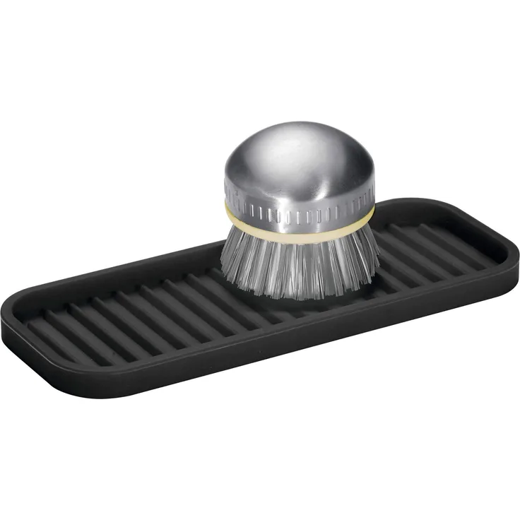 InterDesign Lineo Trennwand für Spülbecken, Silikon Waschbecken-Ablage 9 x 3.5 x .5 schwarz