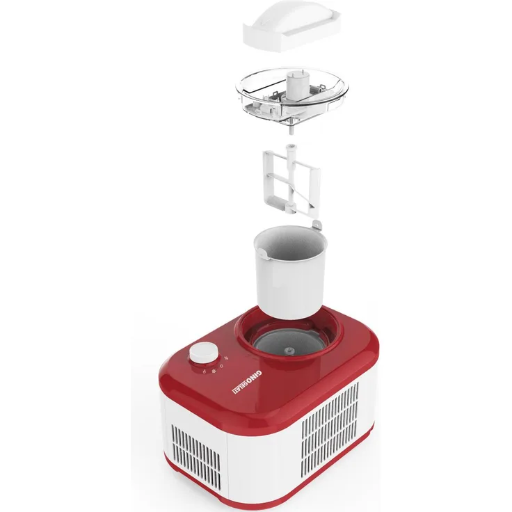 Syntrox Digitale Eismaschine Polar mit Kompressor, 100W, 1 L Eiscreme, rot, weiß
