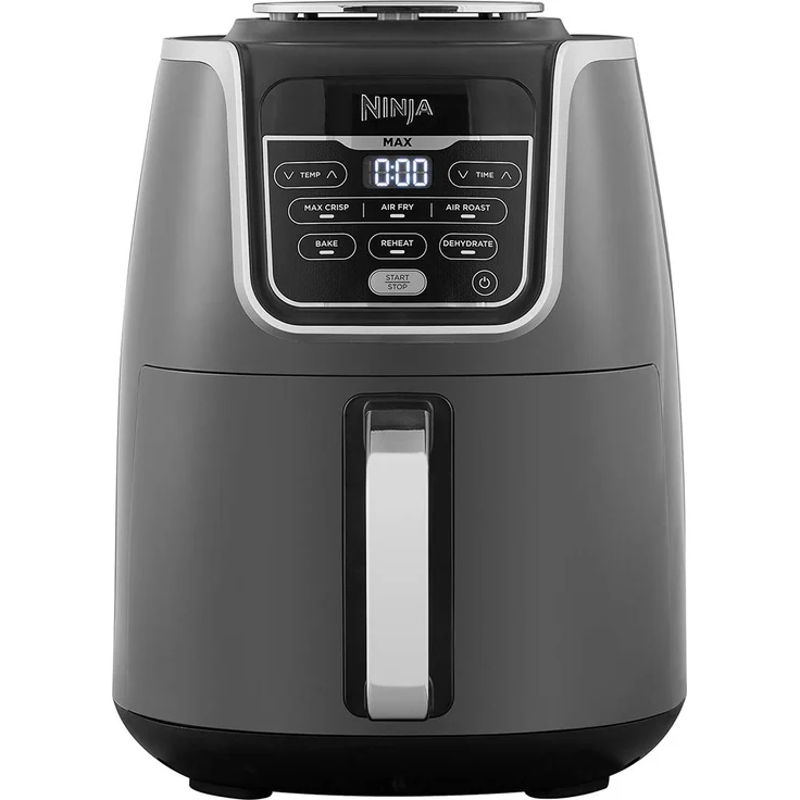 Ninja AF160EU Max Heißluftfritteuse, ohne Fett, 1750 Watt, 5,2 Liter Garraum, antihaftbeschichtet, 6 Garfunktionen, Timer, grau, schwarz – Bild 1