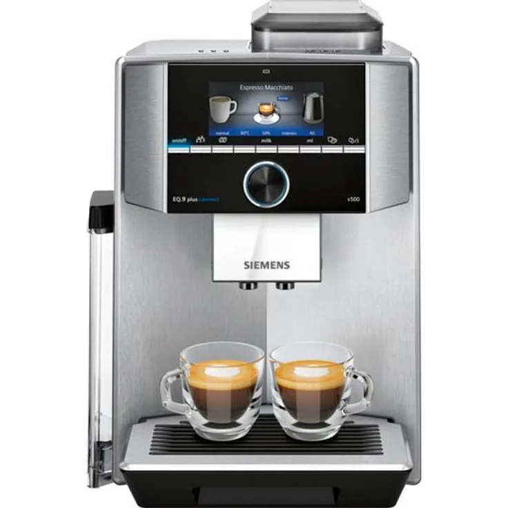 Siemens EQ.9 plus connect s500 Kaffeevollautomat TI9558X1DE, automatische Reinigung, Personalisierung, extra leise, 1.500 Watt, Edelstahl, mit Milchsystem und integriertem Mahlwerk – Bild 1