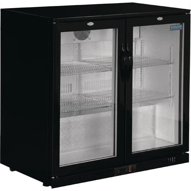 Polar GL012 doppelt aufklappbaren Tür Rückseite Bar Kühler mit LED Beleuchtung, 850 mm, schwarz