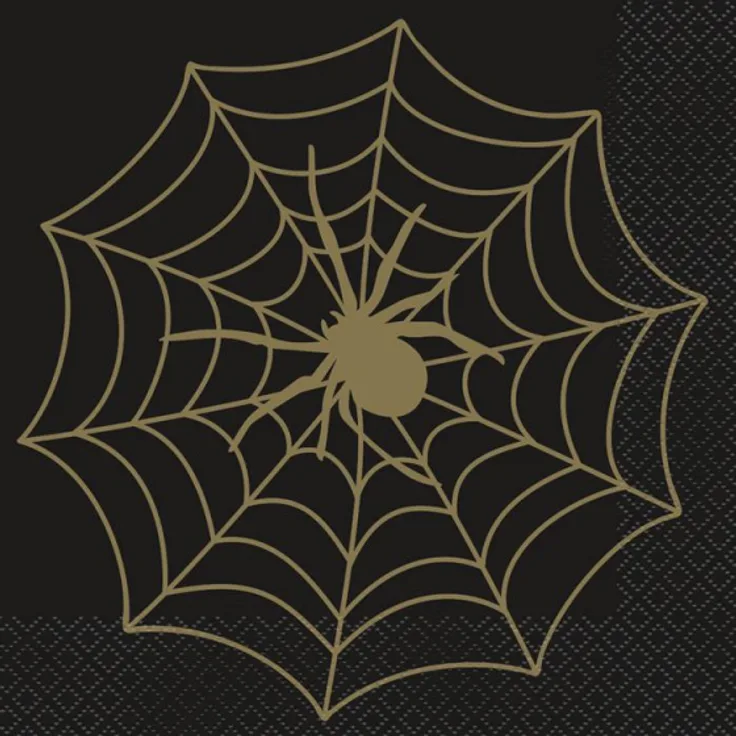 servietten Spider33 cm Papier schwarz-gold 16 Stück