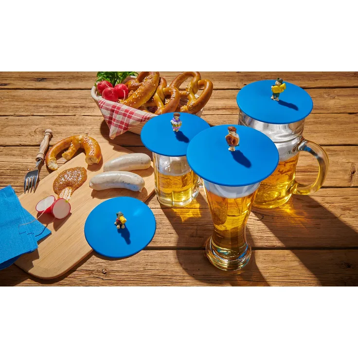 Lurch 210300 Mein Deckel Biergarten 4er Set Glasabdeckungen mit lustigen Figuren