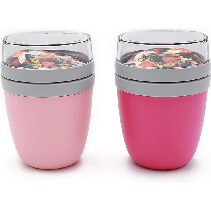 Mepal Lunchpot Ellipse 2-er Set Müslibecher to-go Müsli Joghurt-Becher Lunch Pot pink
