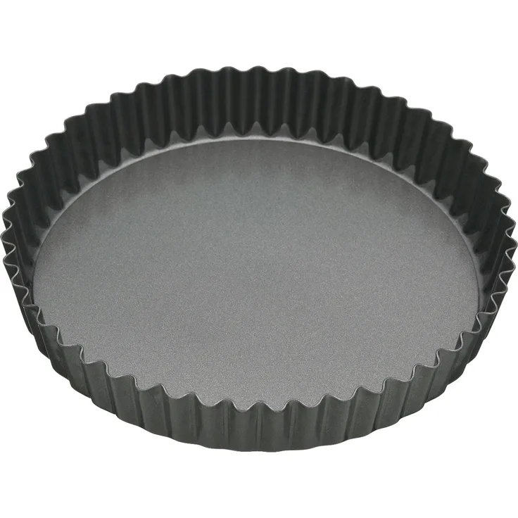 KitchenCraft Antihaft-Tortenbodenform-Quicheform mit gewelltem Rand und losem Boden, Stahl, 25 cm