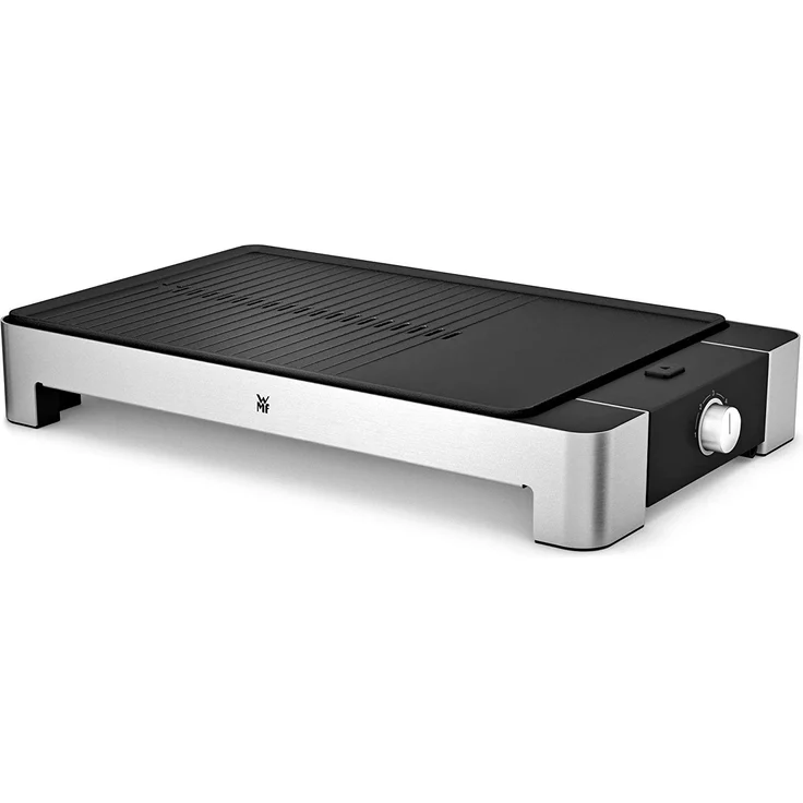 WMF Lono Tischgrill, glatte und geriffelte Grillfläche, 27 x 41 cm, 2300 Watt, edelstahl, schwarz – Bild 1