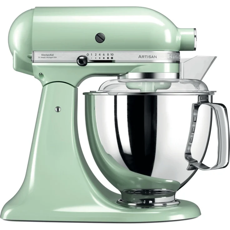 KitchenAid Artisan KSM175PSEPT Küchenmaschine mit Direktantrieb, 300W, 4,8 L Edelstahlschüssel, inkl. 3 L polierte Schüssel, Spritzschutz, 10 Geschwindigkeiten, pistazie, Serie: 5KSM175PS – Bild 1