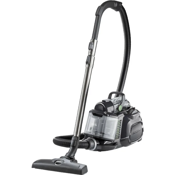 AEG LX7-2-ÖKOX Staubsauger ohne Beutel (55% Recyclingmaterial, inkl. Zusatzdüsen, 750 Watt, 9 m Aktionsradius, 1,4 l Staubbehälter, ergonomischer Handgriff, waschbarer Hygiene Filter, schwarz-grün)