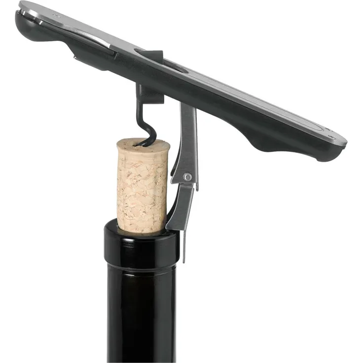 AdHoc PushPull Korkenzieher, Wein Korken Zieher, Flaschenöffner, Edelstahl, Silber, H: 15 cm, KÜ50