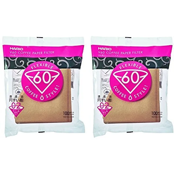 HARIO Papier-Kaffeefilter V60 100 Count, 2 Pack Size 02 Natürliche Registerkarten