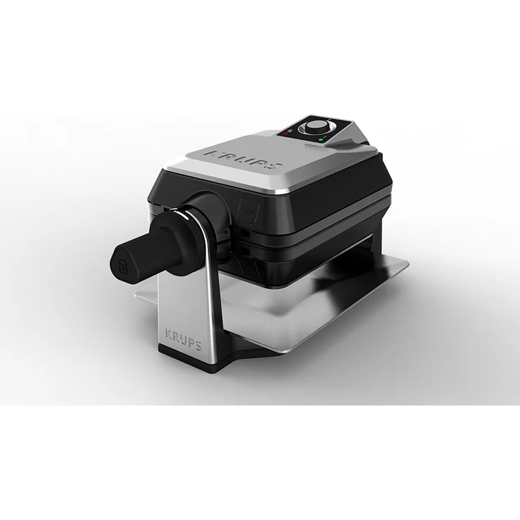 Krups FDD95D professionelles Waffeleisen, Doppelwaffeleisen, 2 belgische Waffeln gleichzeitig, Dreh-Funktion für perfekte Waffel, 7 Bräunungsstufen, spülmaschinengeeignete Platten, 1200W, edelstahl, schwarz – Bild 2